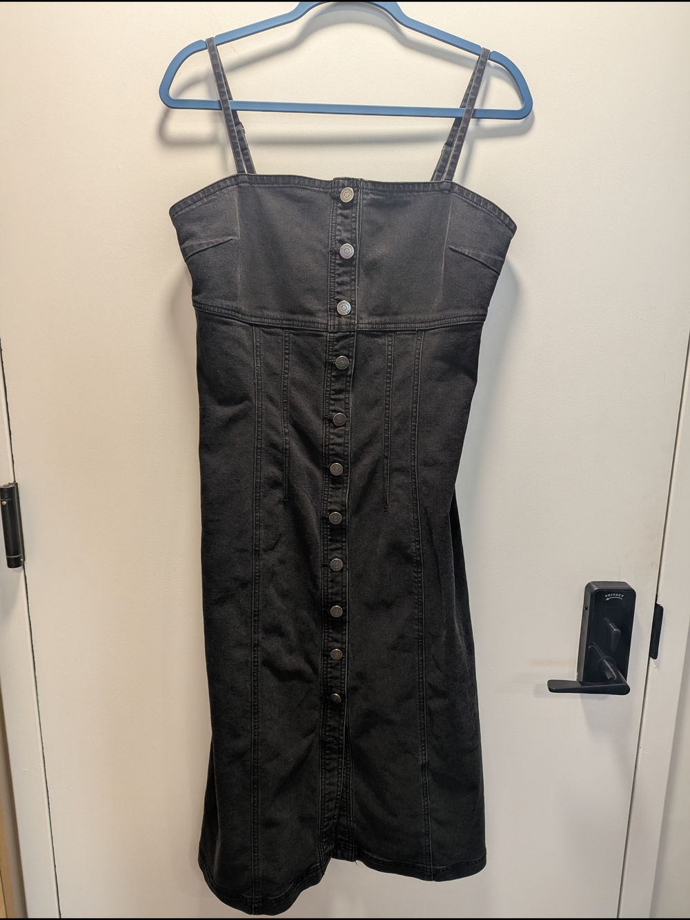 Habitual Black Button-Front Denim Midi Dress Size 8/29